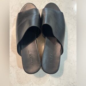 Vince Black Leather Platform Slides - Size 10